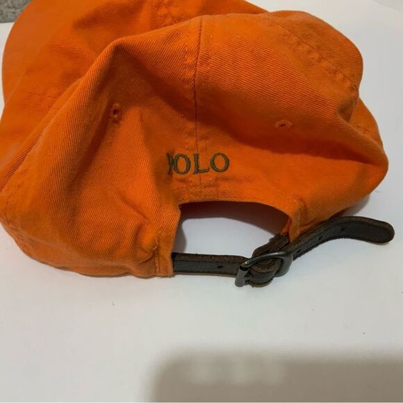 Ralph Lauren Polo orange Blue Pony Adjustable Strap Baseball Hat - Picture 5 of 5